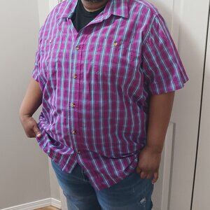 Mens 3 XL Big & Tall Purple Plaid Top